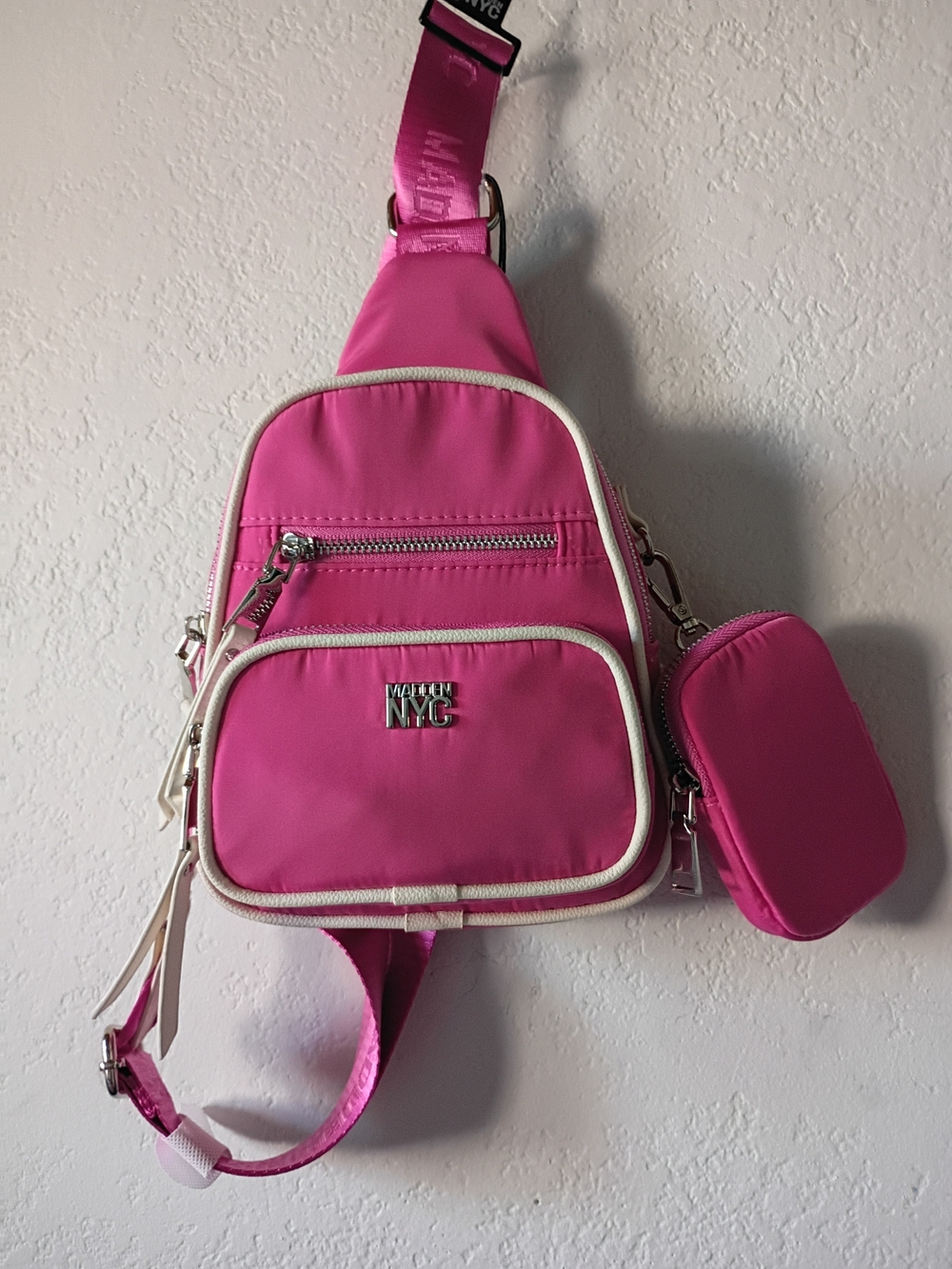 MADDEN NYC Hot Pink Crossbody Sling Bag